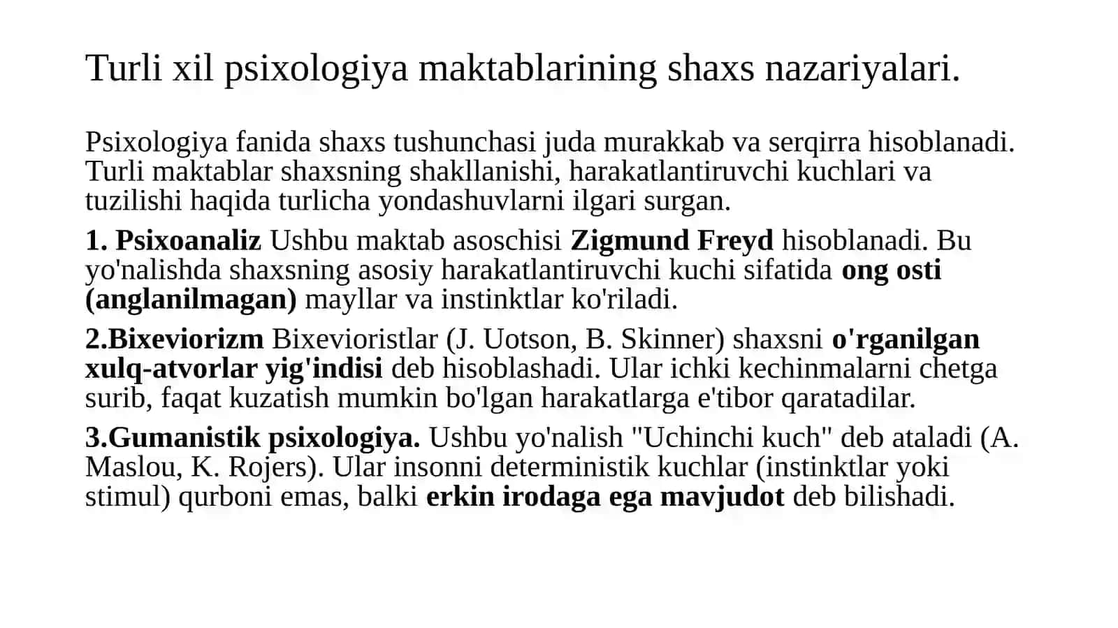 Shaxs kognitiv va dispozitsion yoʻnalishi nazariyasi 3