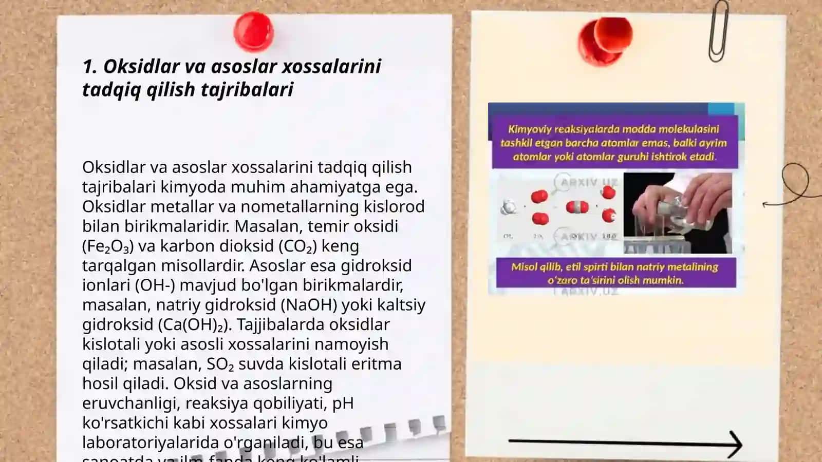 Anorganik birikmalarning asosiy sinflari mavzusiga oid tajribalar oʻtkazish metodikasi 3