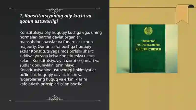 Òzbekiston Respublikasi Konstitutsiyasining asosiy prinsiplari 3