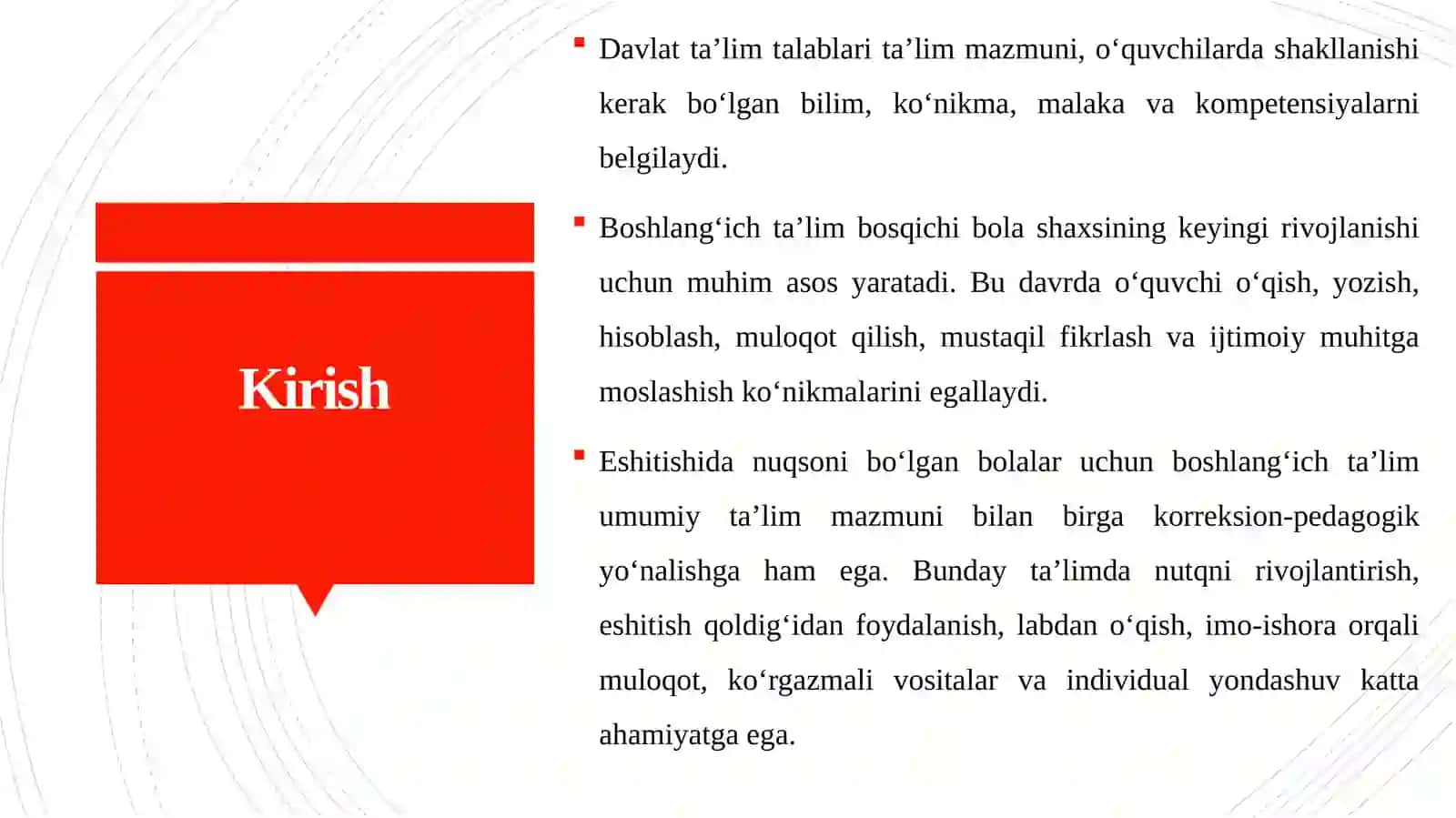 Eshitishida nuqsoni bo‘lgan bolalar maktabining boshlang‘ich sinflari uchun Davlat 3