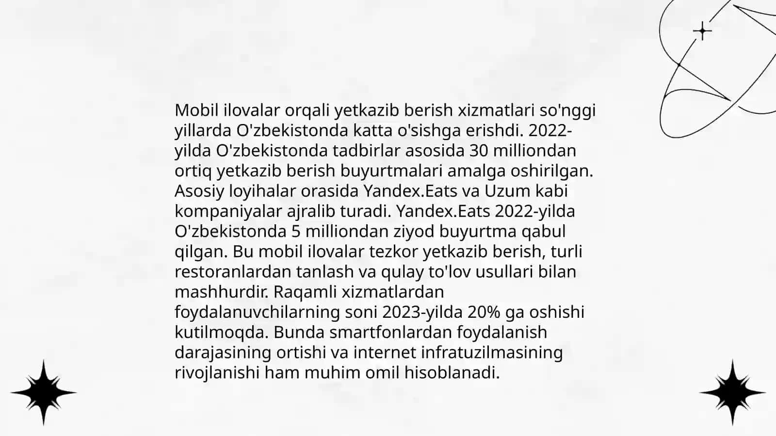 Mobil ilovalar orqali yetkazib berish xizmatlari 3