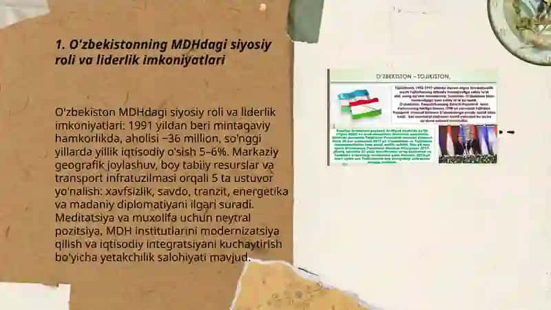 O'zbekistonning MDH dagi o'rni va mavqeining oshib borishi 3