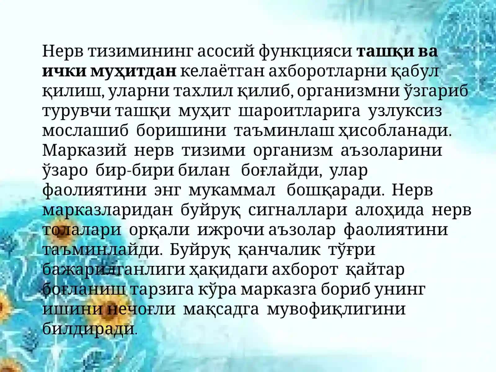 Asab markazlari. Asab markazlarining xossalari. Markaziy nerv tizimining reflektor tamoyili 3