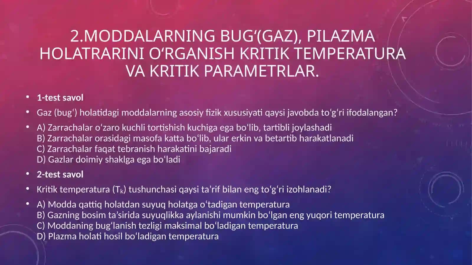 Moddalarning qattiq suyuq holatlarini oʻrganish 3