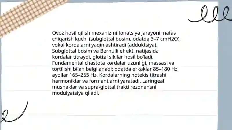 Ovoz hosil qilish mexanizmi: fonatsiya jarayoni 3