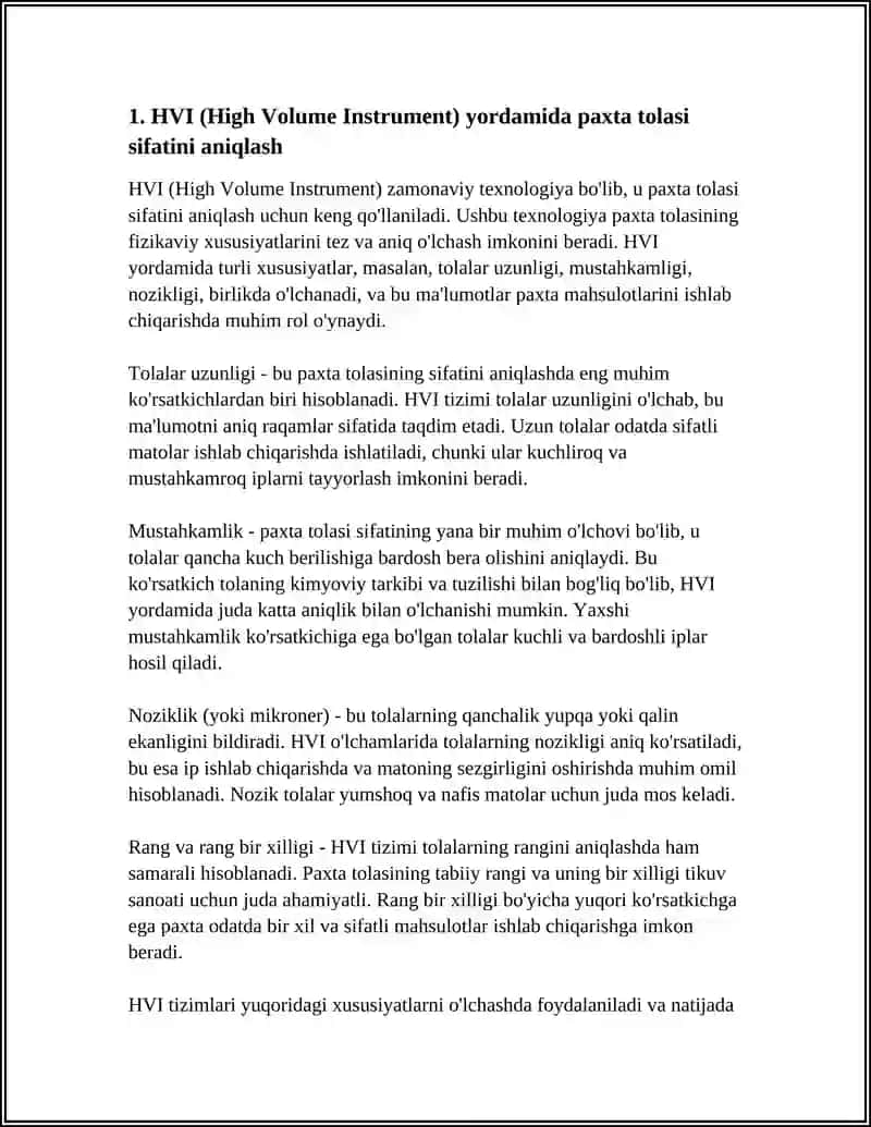 PAXTA TOLASINING SIFATINI ZAMONAVIY USULLARDA ANIQLASH 3