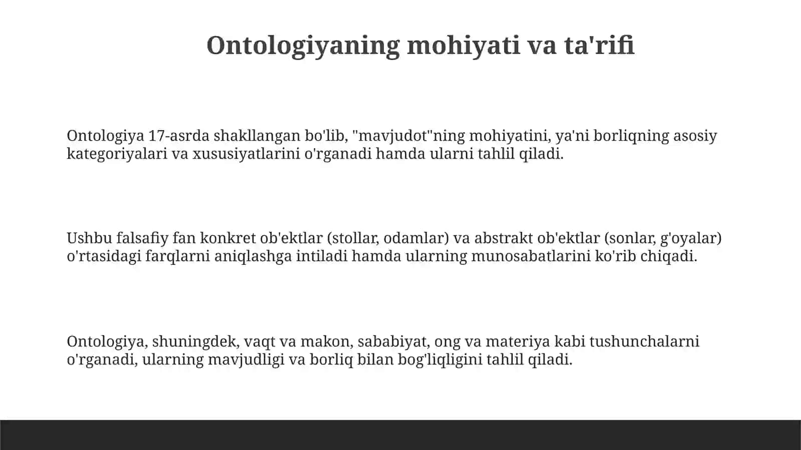 Ontologiya borliq falsafasi boʻyicha 3