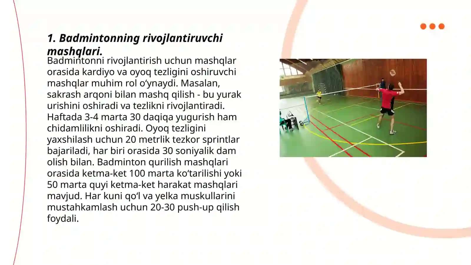 Badminton o'quv rejasi 3