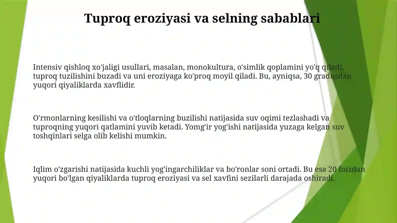Tuproq eroziyasi va selning oldini olishda o'rmonlarning roli 3
