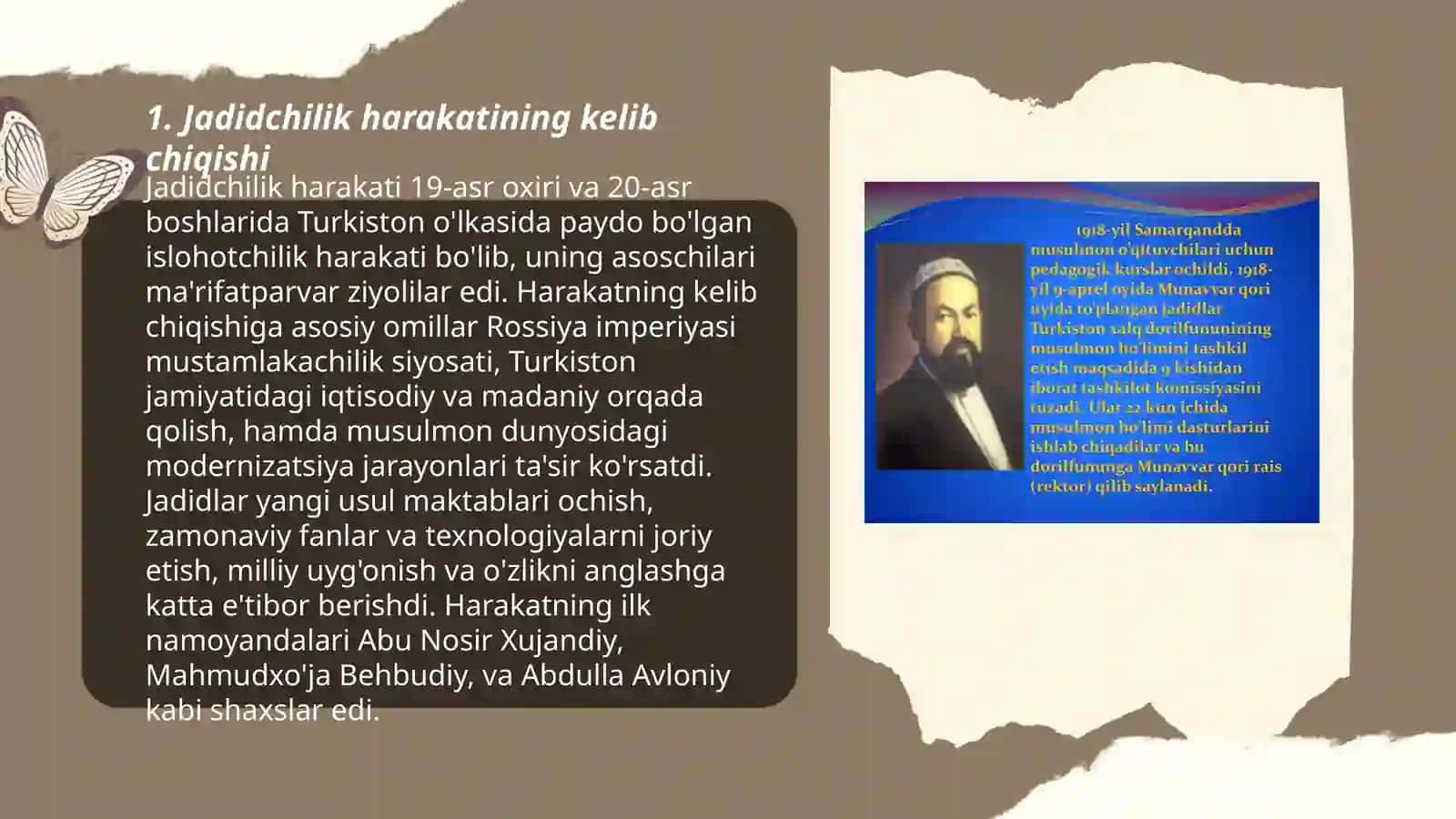 Turkistonda jadidchilik harakati va ahamiyati. Jadidchilik namoyondalari 3