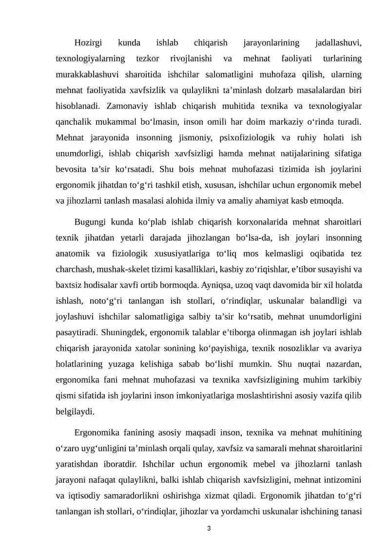 Ishchilar uchun ergonomik mebel va jihozlarni tanlash mezonlari 3