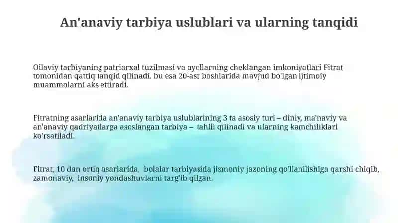 Abdurauf Fitrat asarlaridagi oilaviy tarbiya masalalari 3