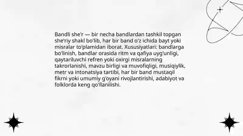 Bandli she'r shakllari va ularning turlari 3