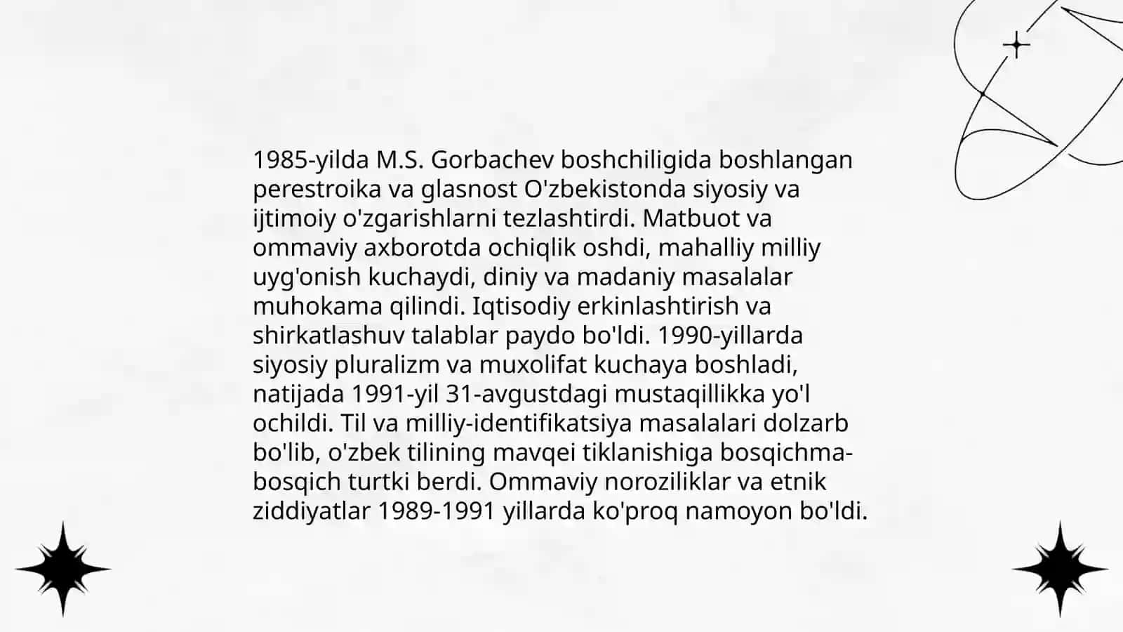 Mustaqillikka erishish arafasida O'zbekistondagi ijtimoiy-siyosiy jarayonlar 3