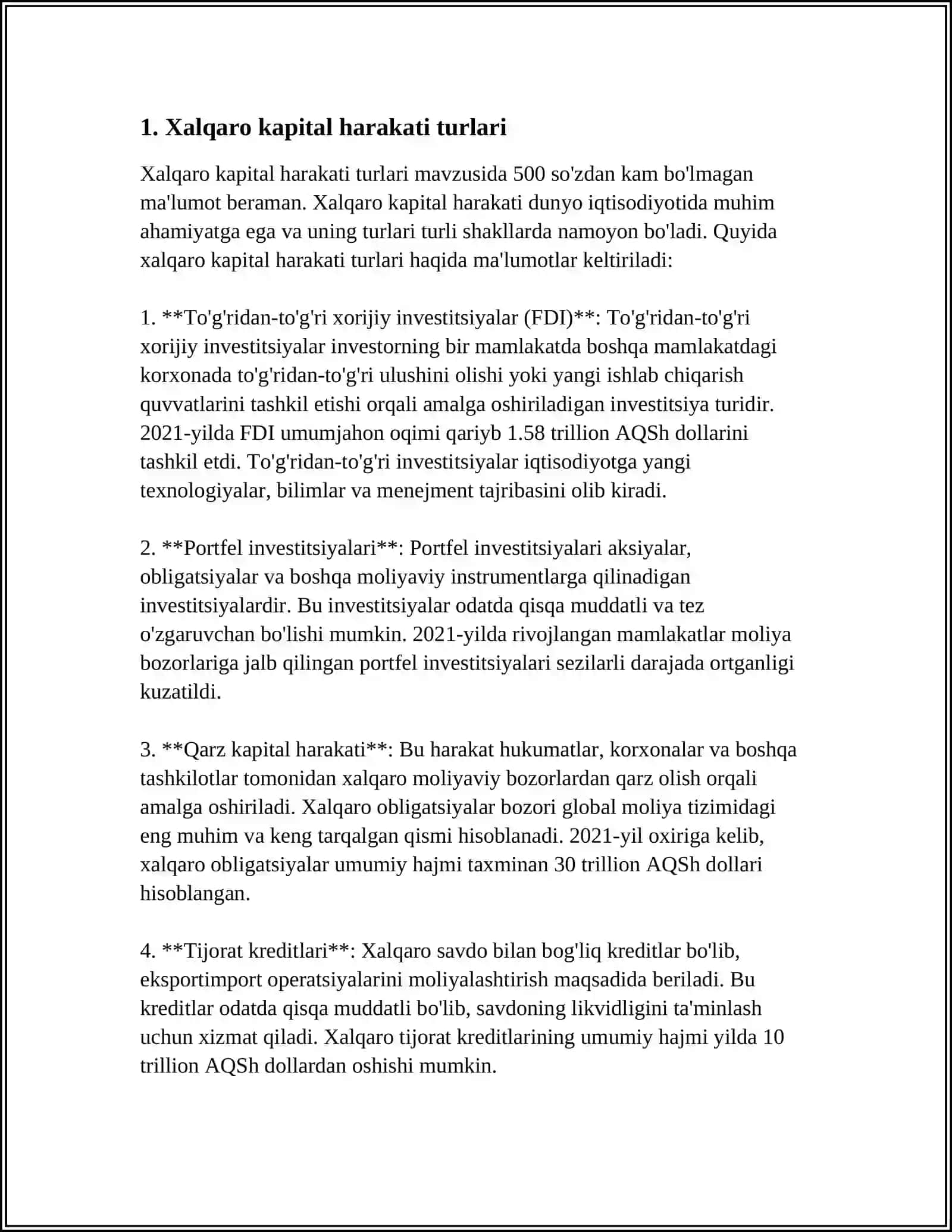 Xalqaro kapital harakati turlari 3