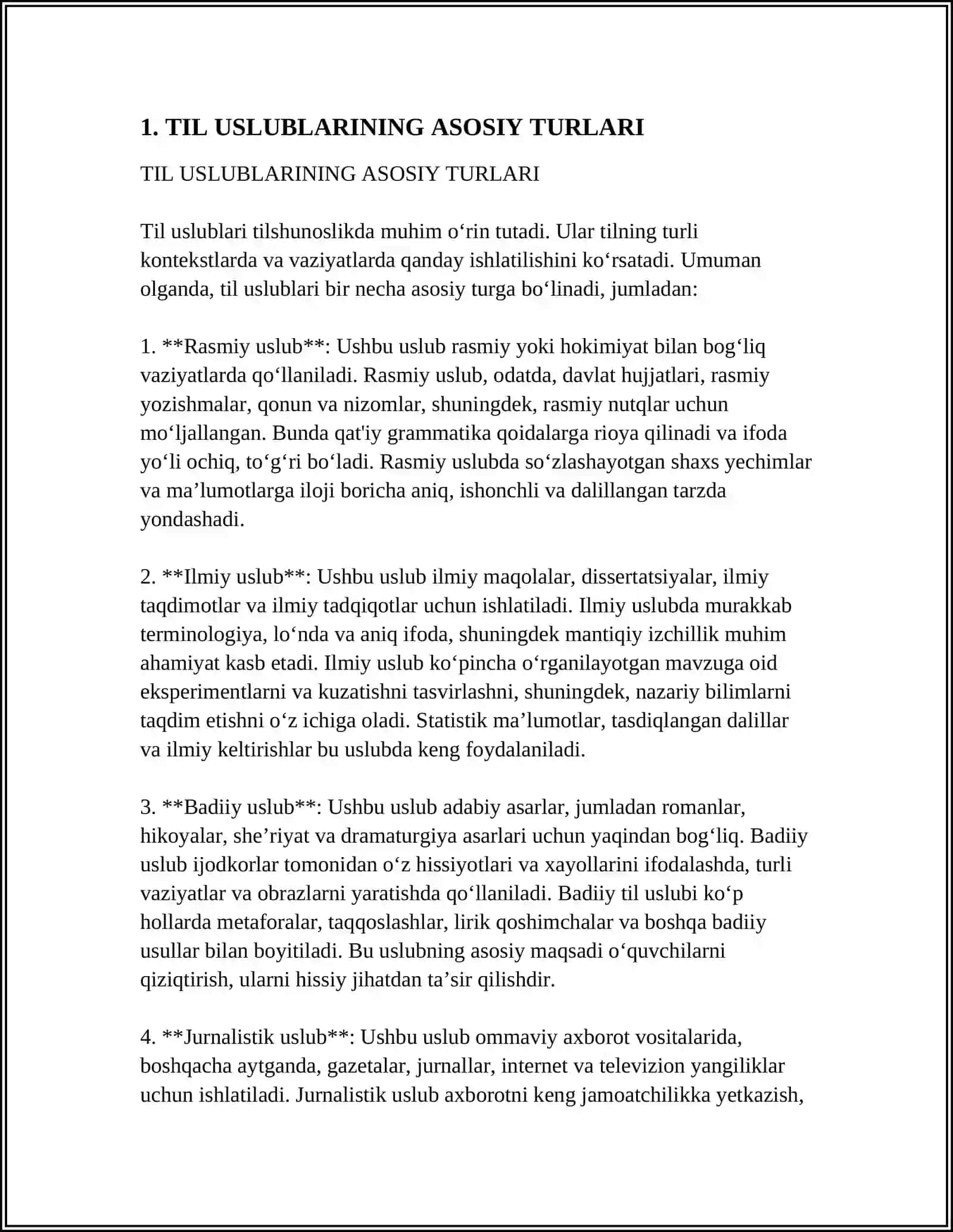 TIL USLUBLARINING XUSUSIYATLARI 3