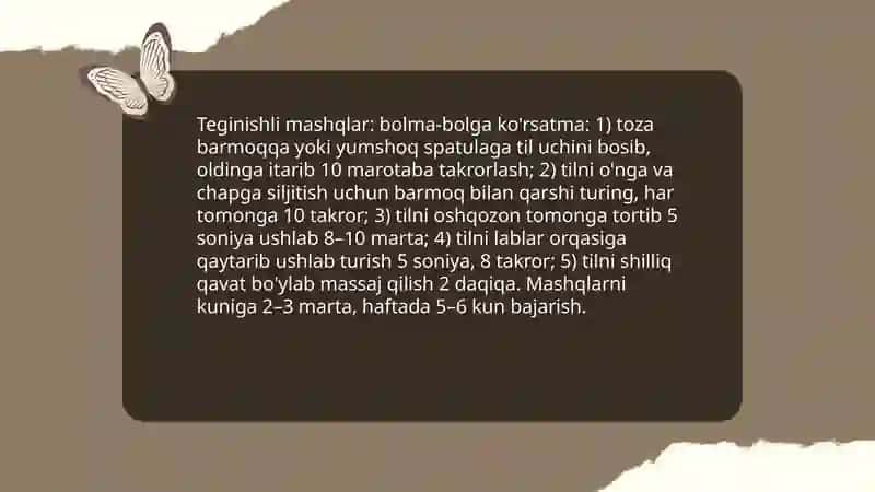 Ko’zi ojiz bolalarda Artikulyatsion mashqlar: til, lab va nafas mashqlari 3
