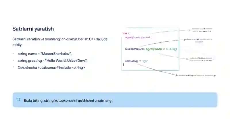 C++ da satrlar va ular bilan ishlash 3