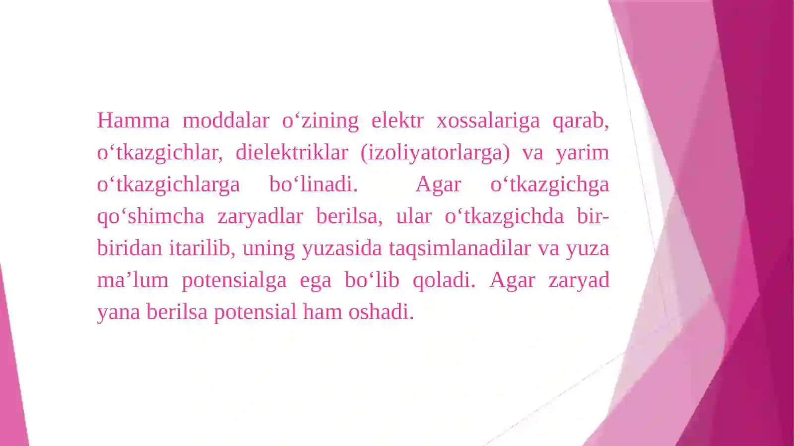 Elektr sig‘im. Kondensatorlar.Zaryadlangan o‘tkazgich energiyasi 3