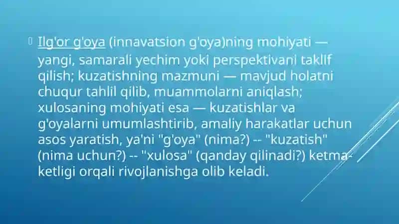 Ilg‘or g‘oya prinsip kuzatish va xulosalarning mazmuni va mohiyati 3