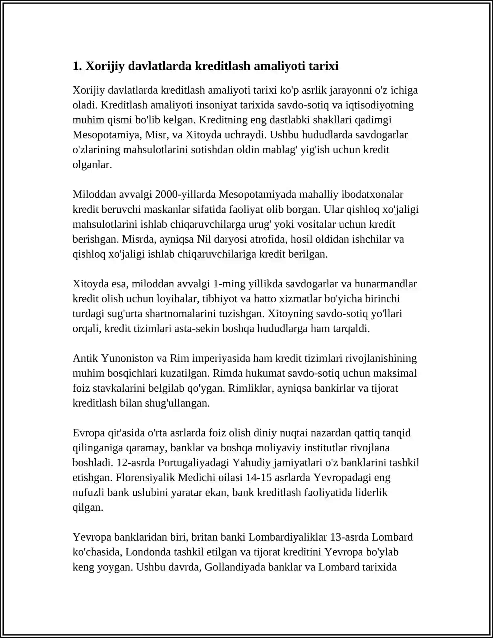 XORIJIY DAVLATLARDA KREDITLASH AMALIYOTI 3