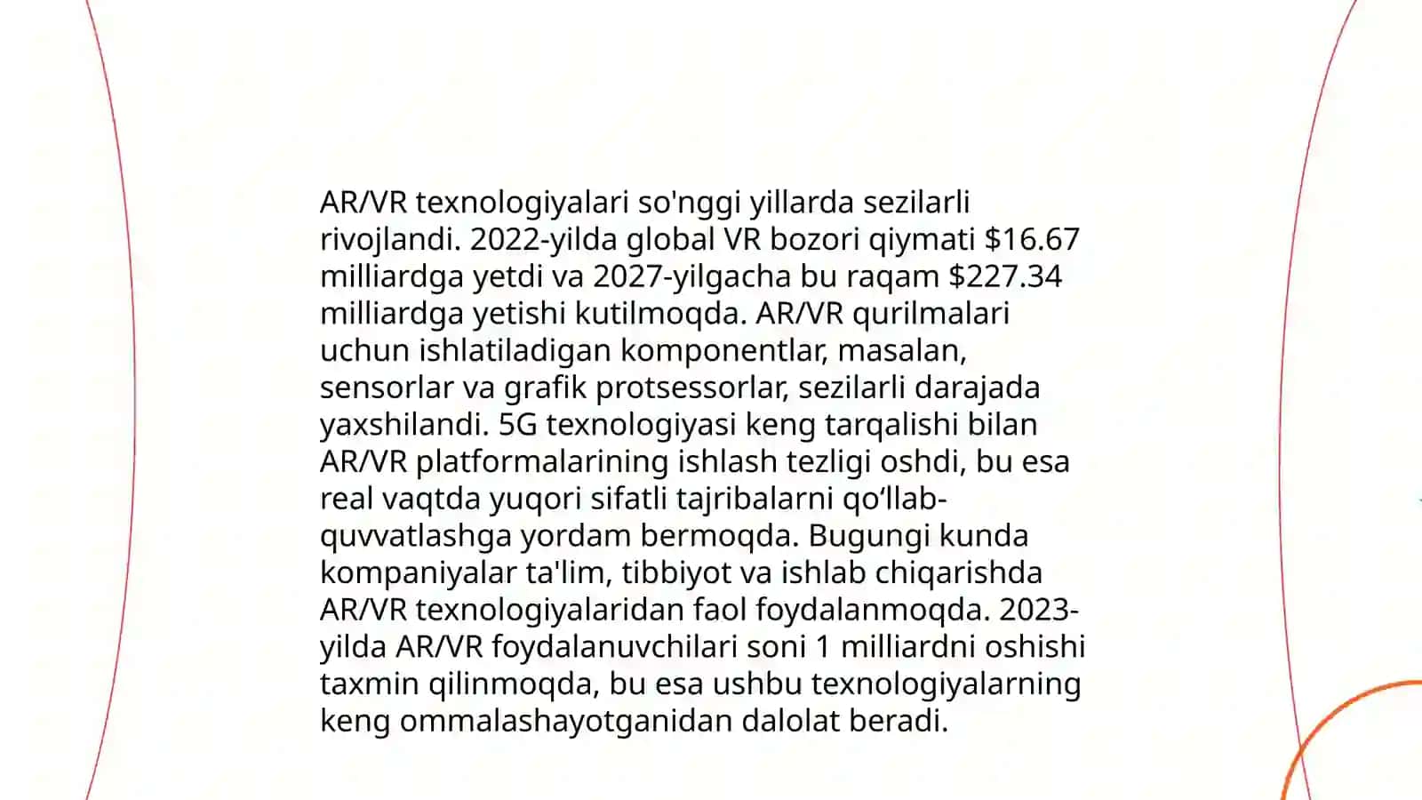 AR/VR texnologiyalarni rivojlantirish muammolari va jahon bozori xususiyatlari 3