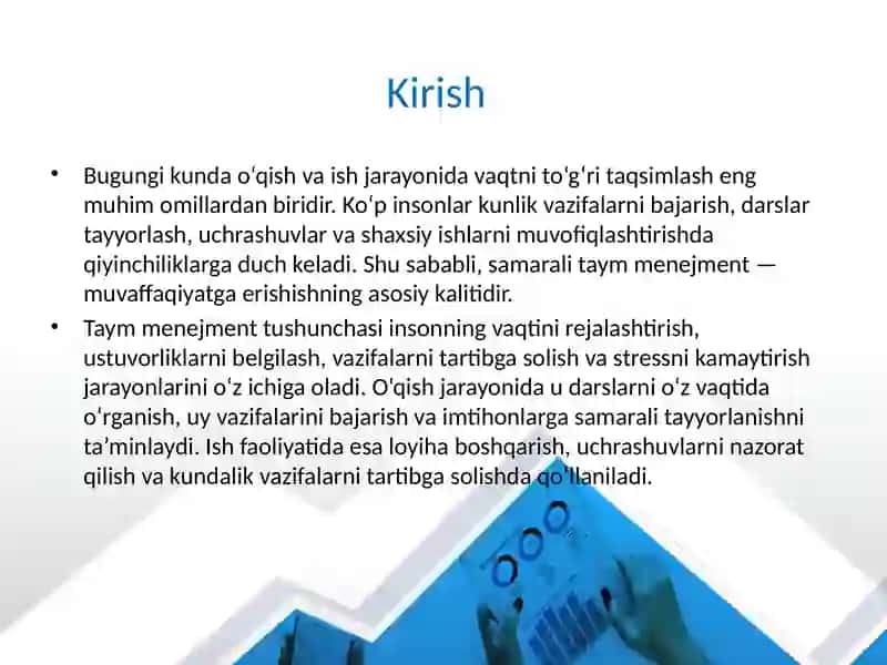 Taym menejment o'qish va ishda vaqtni to'g'ri taqsimlash 3