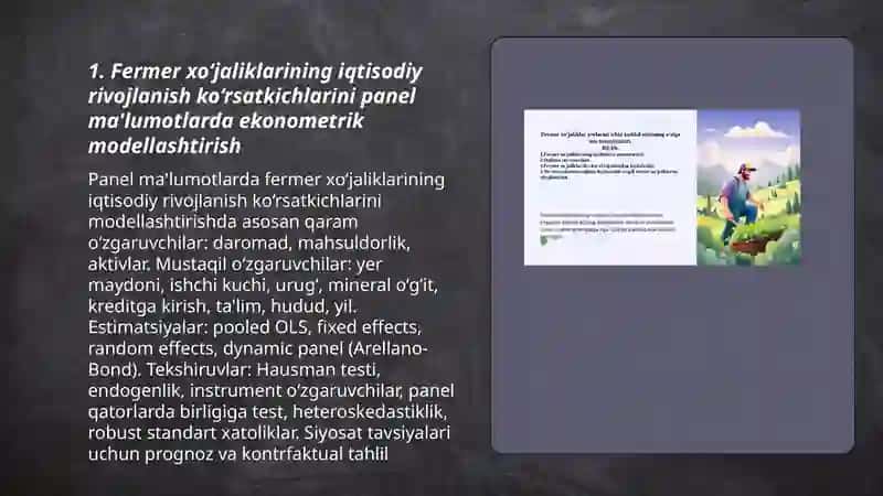 Fermer xo‘jaliklarining iqtisodiy rivojlanish ko‘rsatkichlarini ekonomertik modellashtirish 3