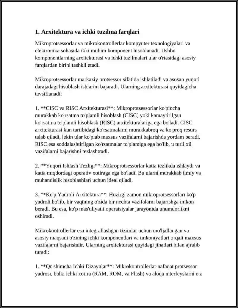 MIKROPROTSESSOR VA MIKROKONTROLLERNING ASOSIY FARQLARI 3