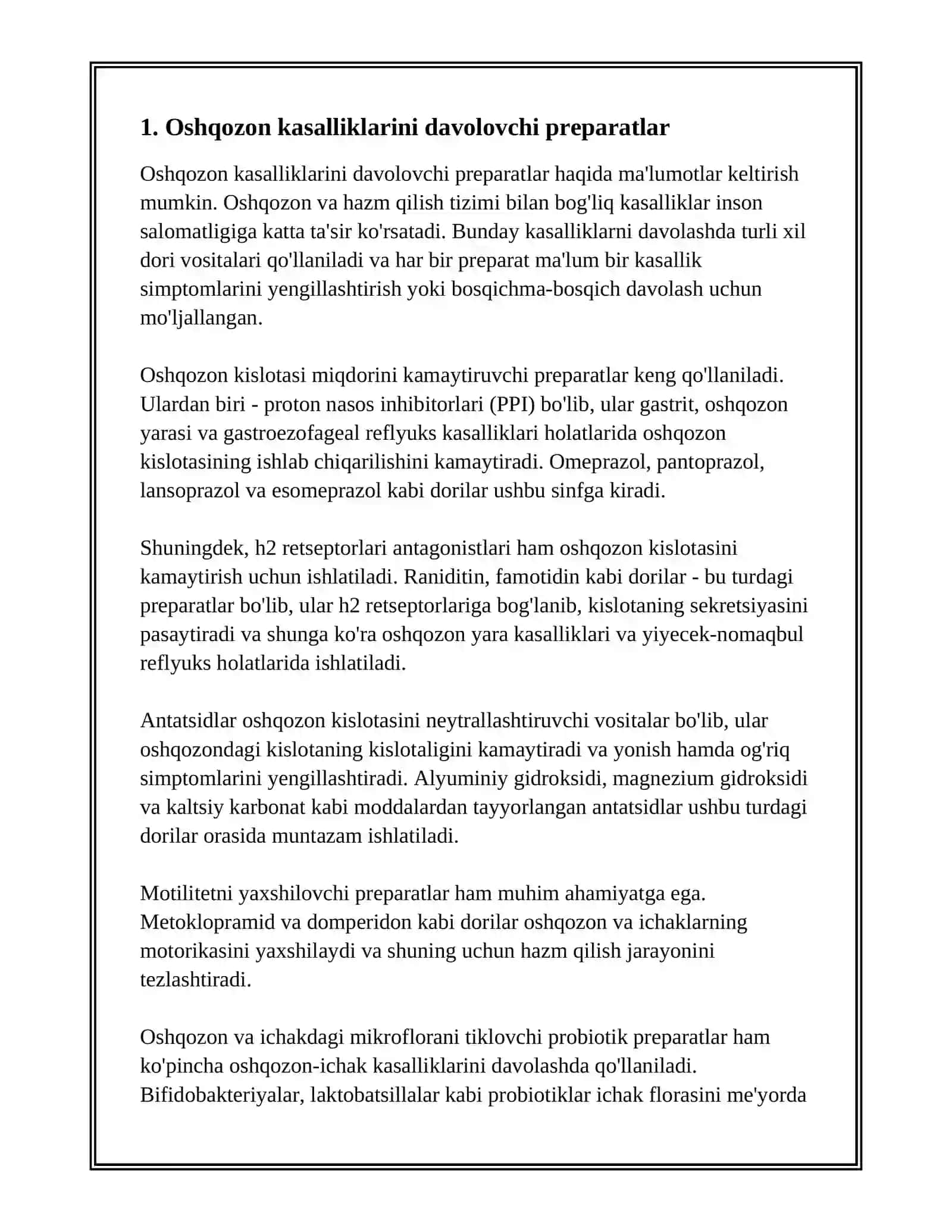 HAZM QILISH ORGANLARI, KASSALIKLARINI DAVOLOVCHI PEREPARADLAR 3