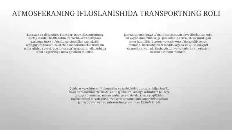 Avtotransportlar Atmosfera Havosini Ifloslanishining AsosiyManbasiSifatida 3