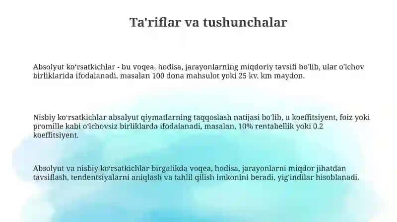Absolyut va nisbiy ko'rsatkichlar 3