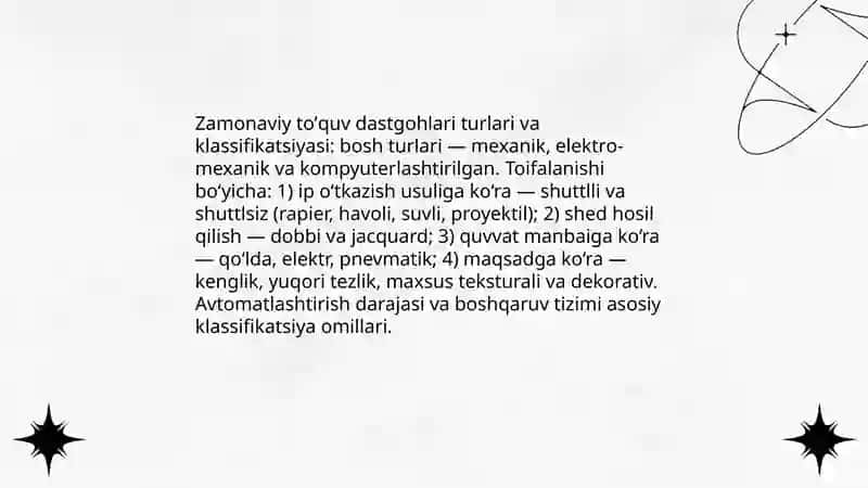 Zamonaviy toʼquv dastgohlari 3