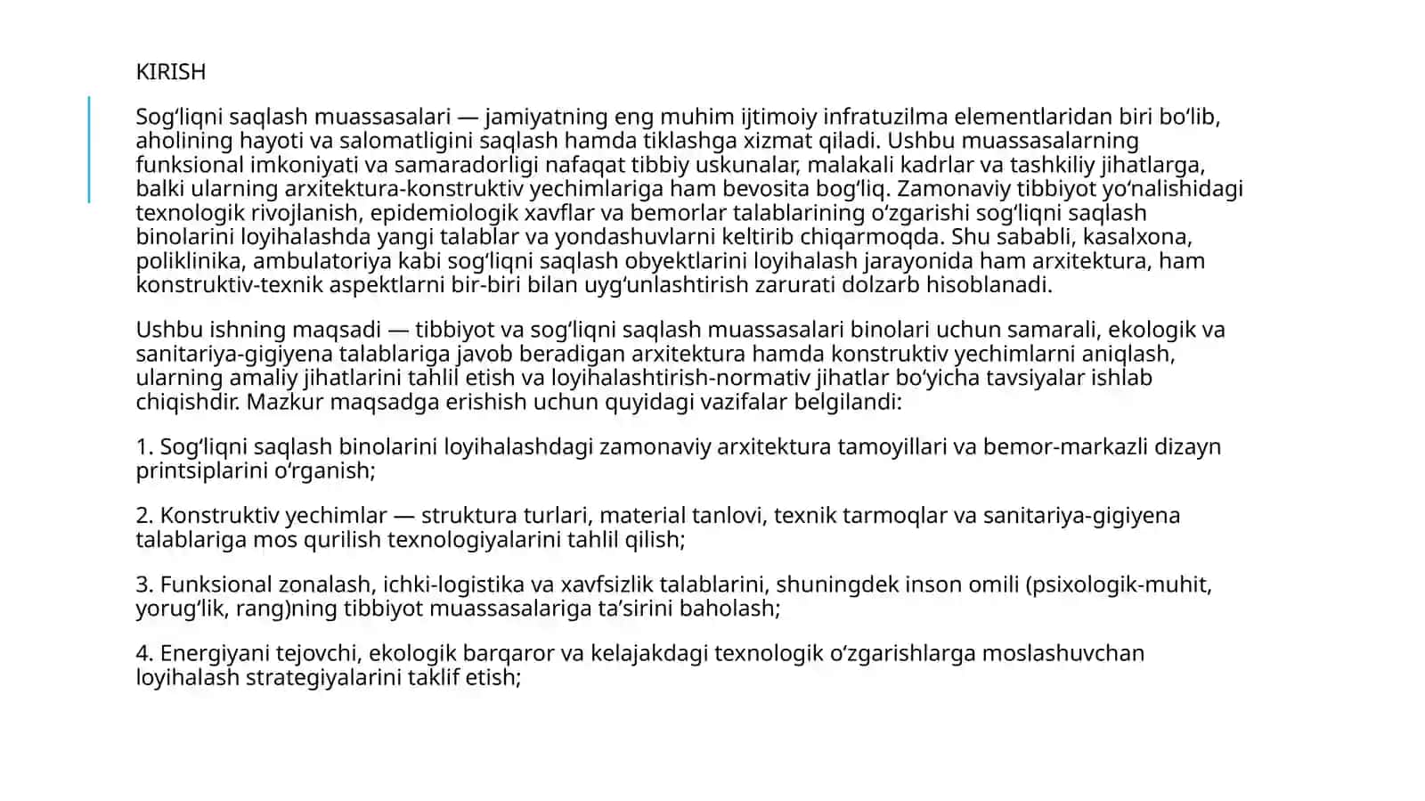 Tibbiyot va sog'liqni saqlash muassasalari binolari uchun arxitektura va konstruktiv yechimlari 3