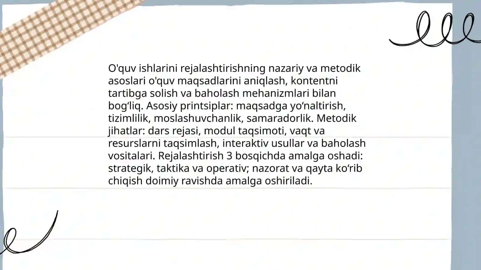 O'quv ishlarini rejalashtirish 3
