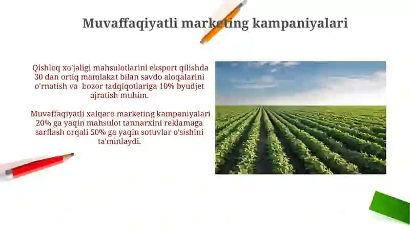 Qishloq xo'jaligi mahsulotlarida xalqaro marketing 3