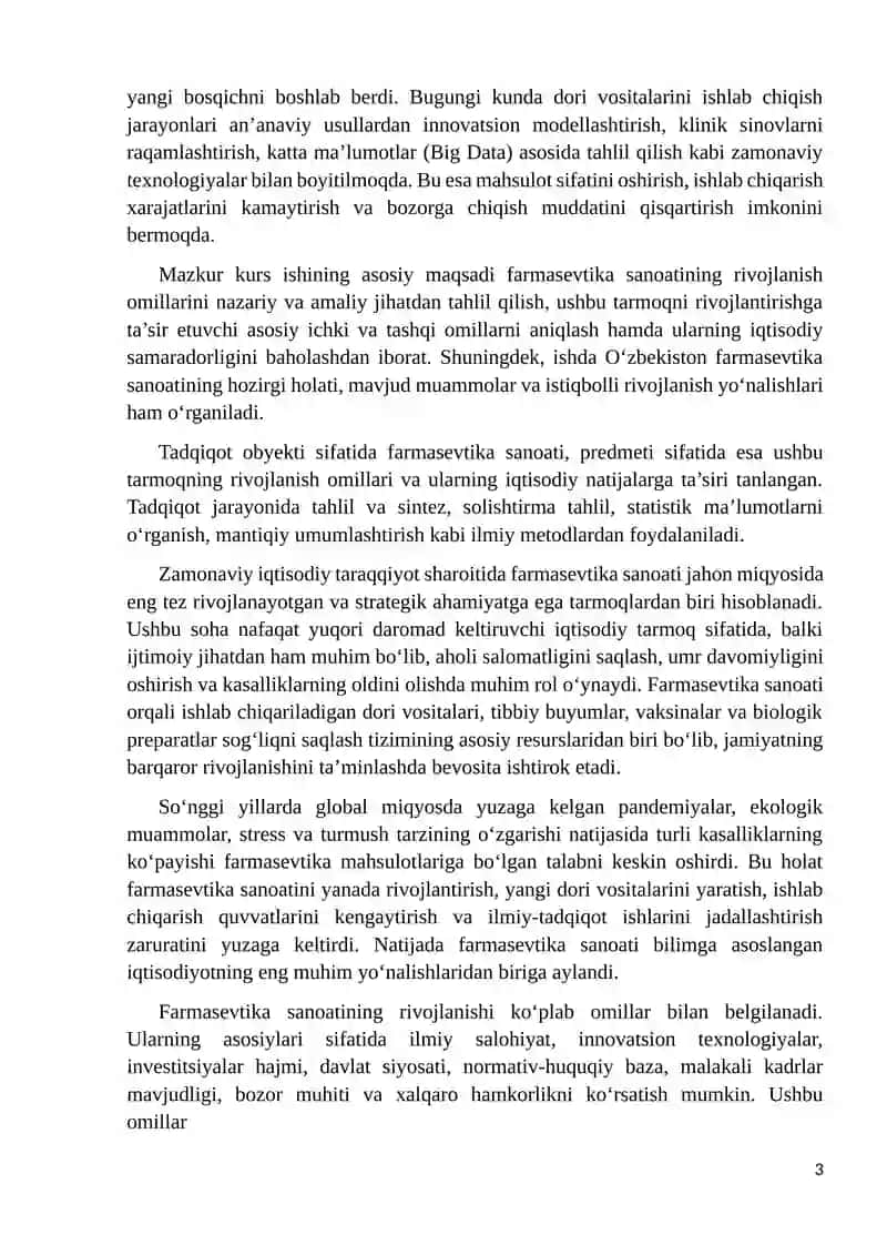 Farmasevtika sanoatining rivojlanish omillari 3