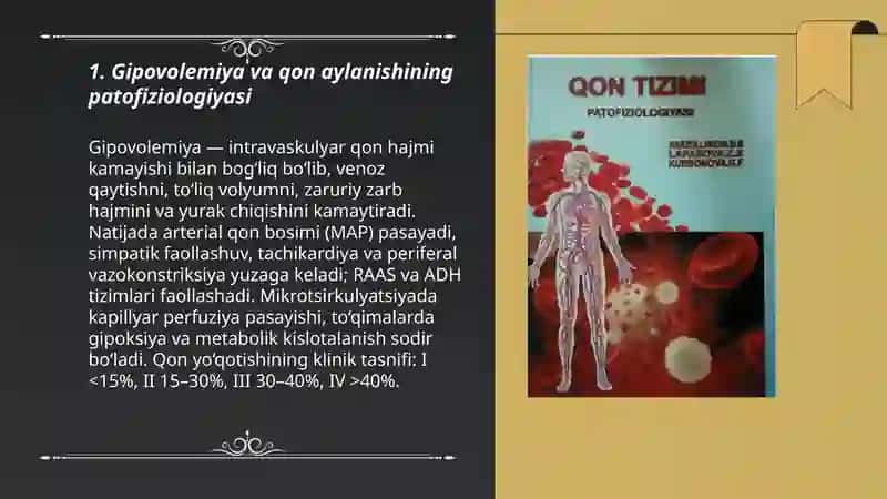 Gipovolemiyalarda qon aylanishining o'zgarishlari. Patologik anatomiya 3