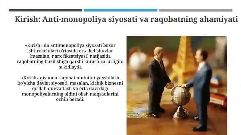 Iqtisodiyotda monopolizmga qarshi siyosat va raqobatni rivojlantirishda davlatning roli 3