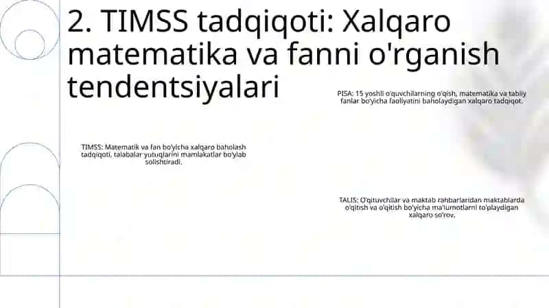 TIMSS, Pisa, Agma.Talis Xalqaro Baholash Dasturlariiga Doir Test Namunalari Bilan Tanishtirish 3