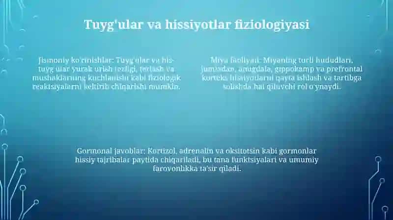 Tuygʻu va his-tuyg'ularning tabiati, uning Tuyg'u Va Emotsiya 3