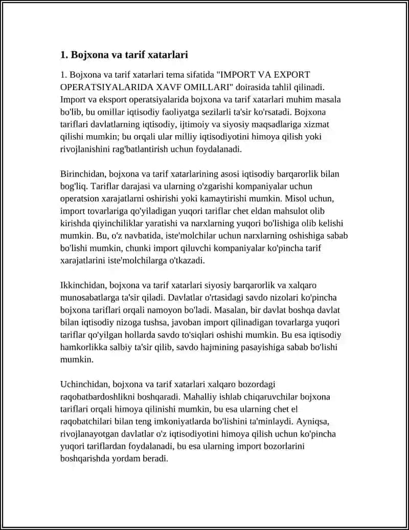 IMPORT VA EXPORT OPERATSIYALARIDA XAVF OMILLARI 3