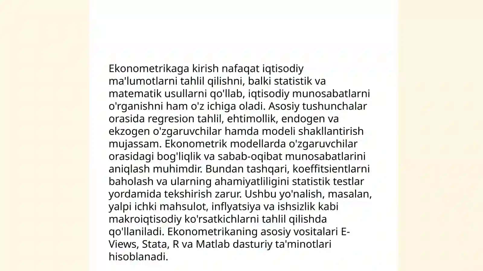 Ekonometrikaga kirish fanining predmeti, maqsadi va vazifalari 3
