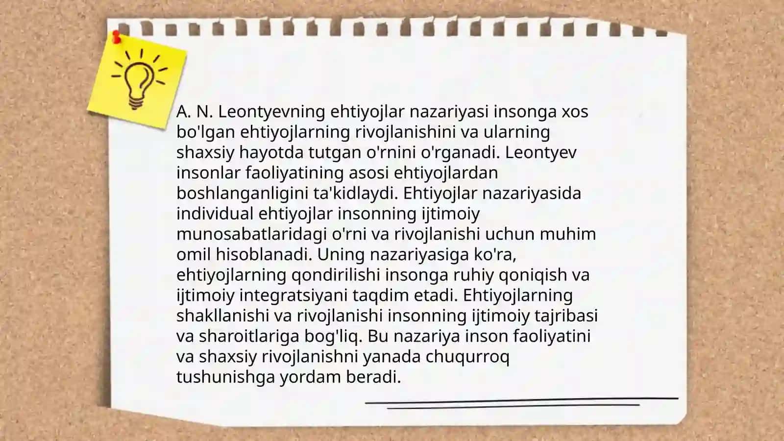 A. N Lenotevning konsepsiyasida ehtiyojlar va motivlar 3