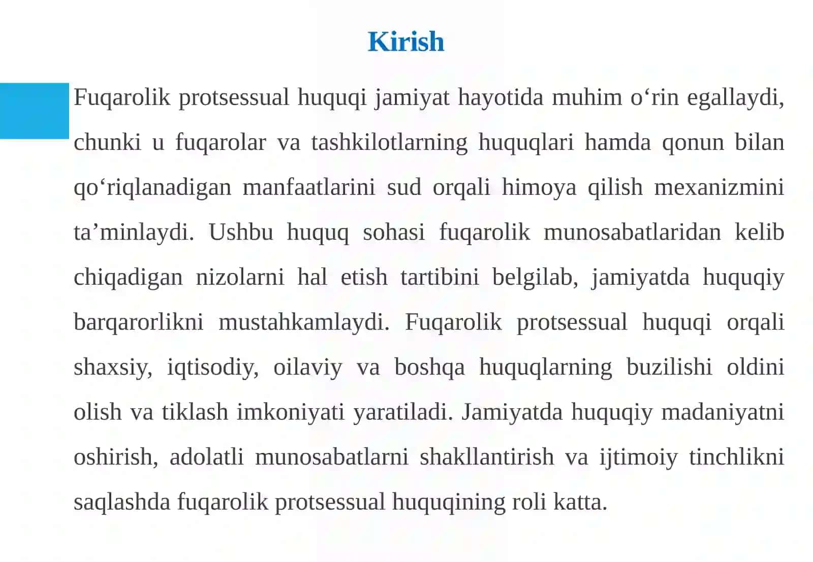 Fuqarolik protsessual huquqitushunchasi, tizimi, manbalari 3