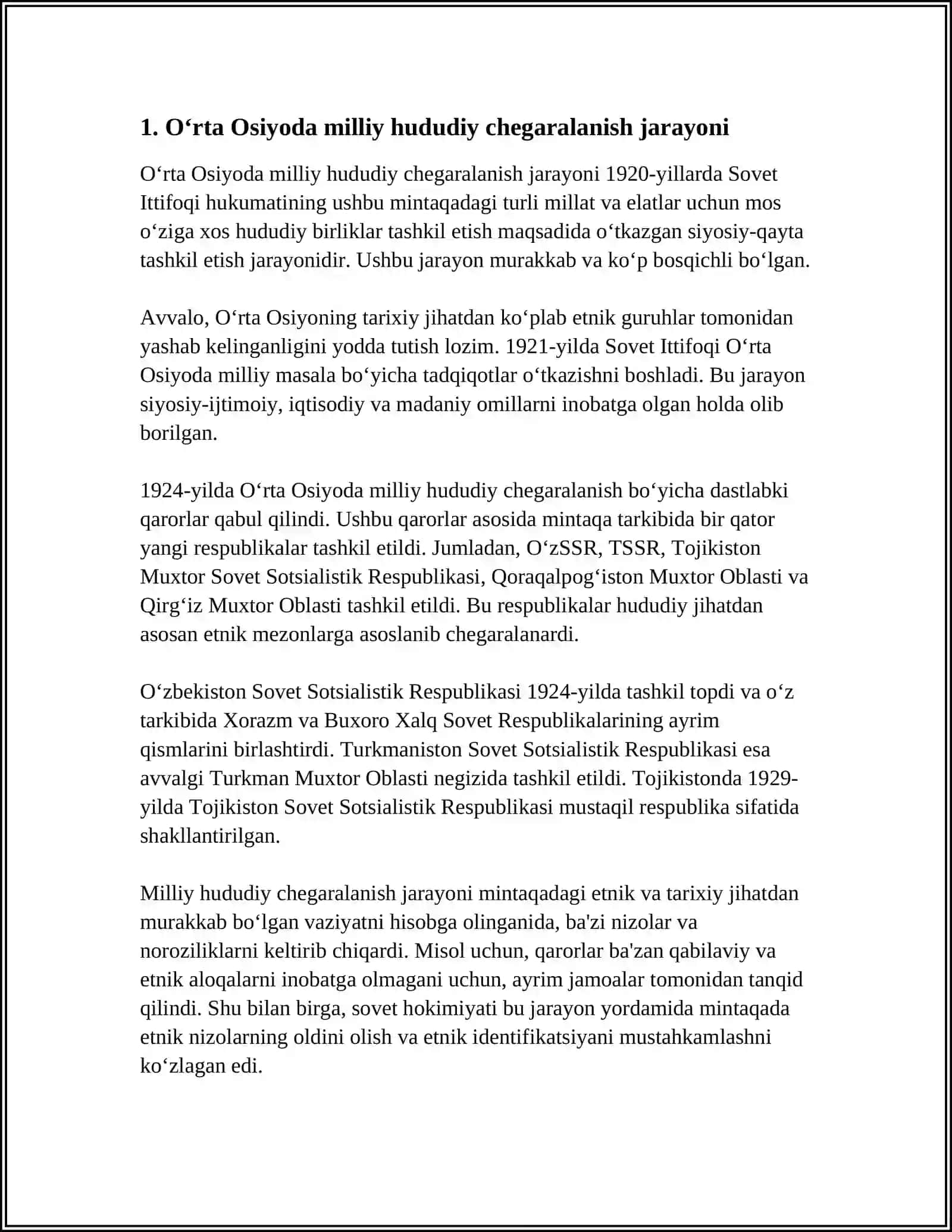 O‘RTA OSIYODA O‘TKAZILGAN MILLIY HUDUDIY CHEGARALANISH SIYOSATI 3