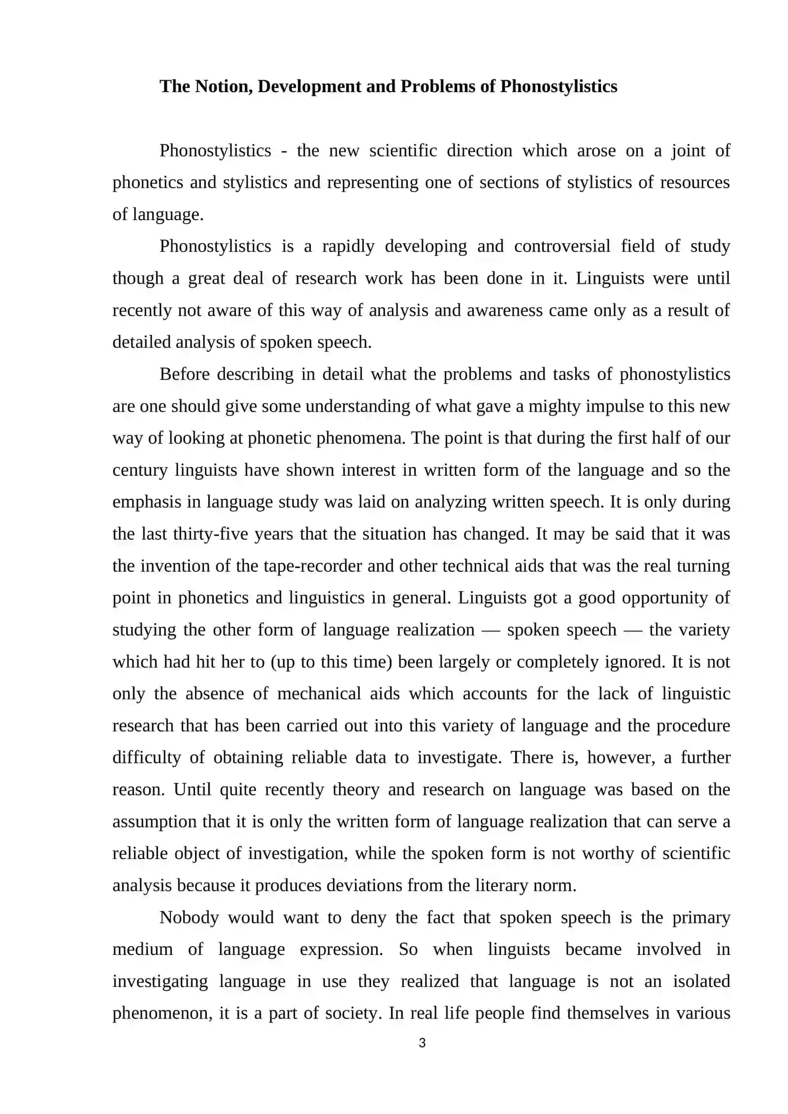PHONOSTYLISTICS AND ITS MAIN FEATURES 3
