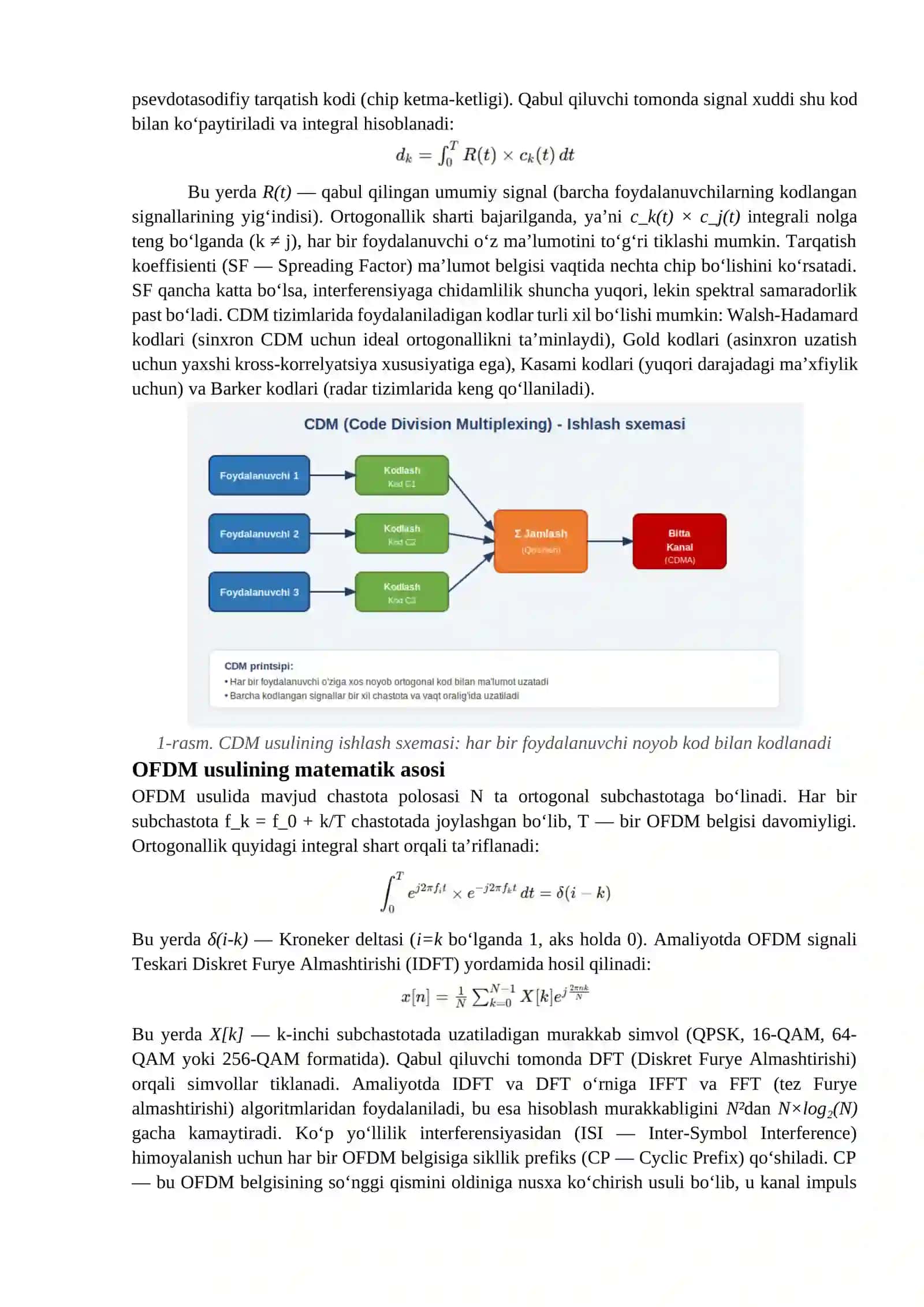 MULTIPLEKSLASH USULLARI: CDM VA OFDM 3