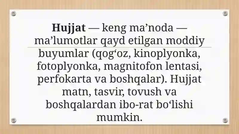 Hujjat turlari va xususiyatlari. Sodda va murakkab hujjatlar 3