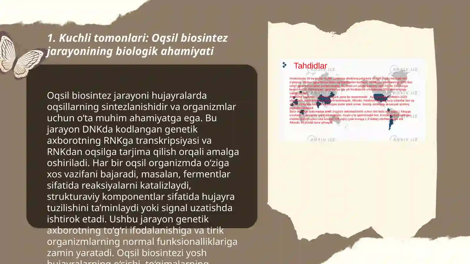 Oqsil biosintez jarayoni SWOT tahlil qilish Mannopova Moxira 3